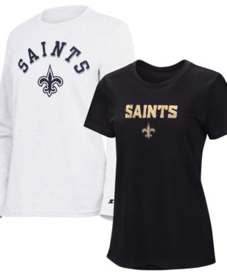 Women's Black/Ash New Orleans Saints Short-Sleeves Long-Sleeves Combo Pack T-Shirt