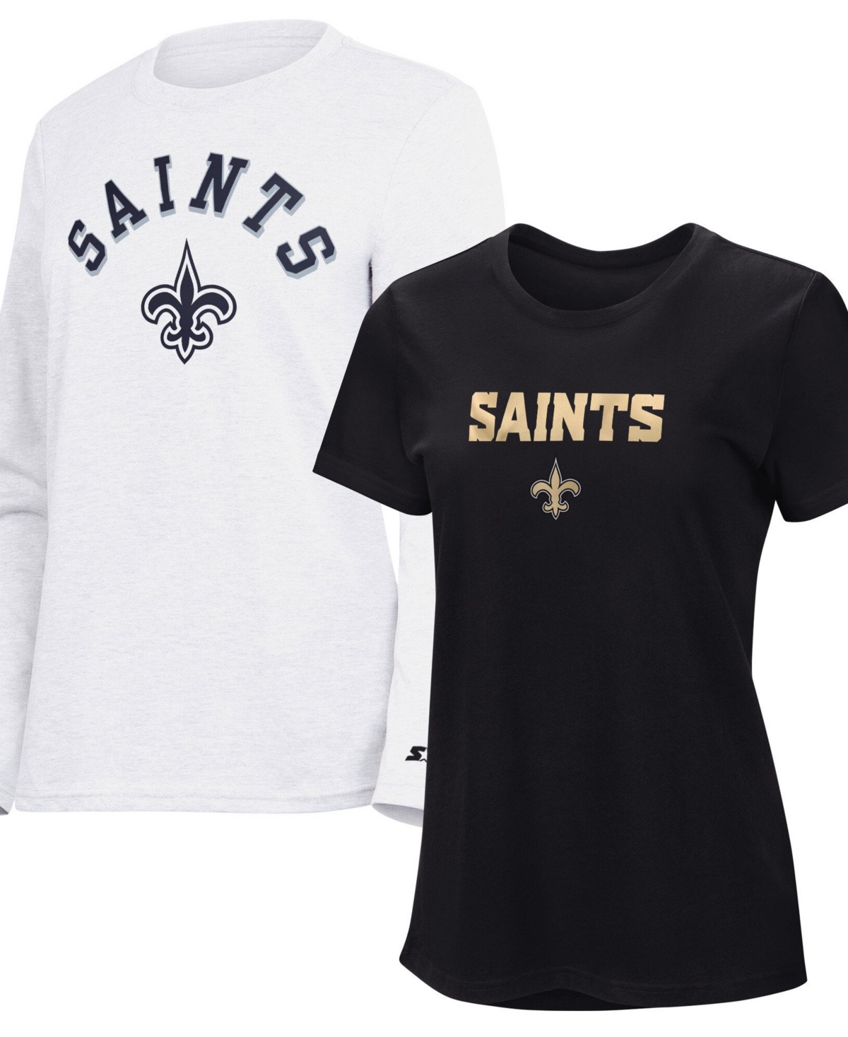 Starter Women's Black/Ash New Orleans Saints Short-Sleeves Long-Sleeves Combo Pack T-Shirt - Black, Ash
