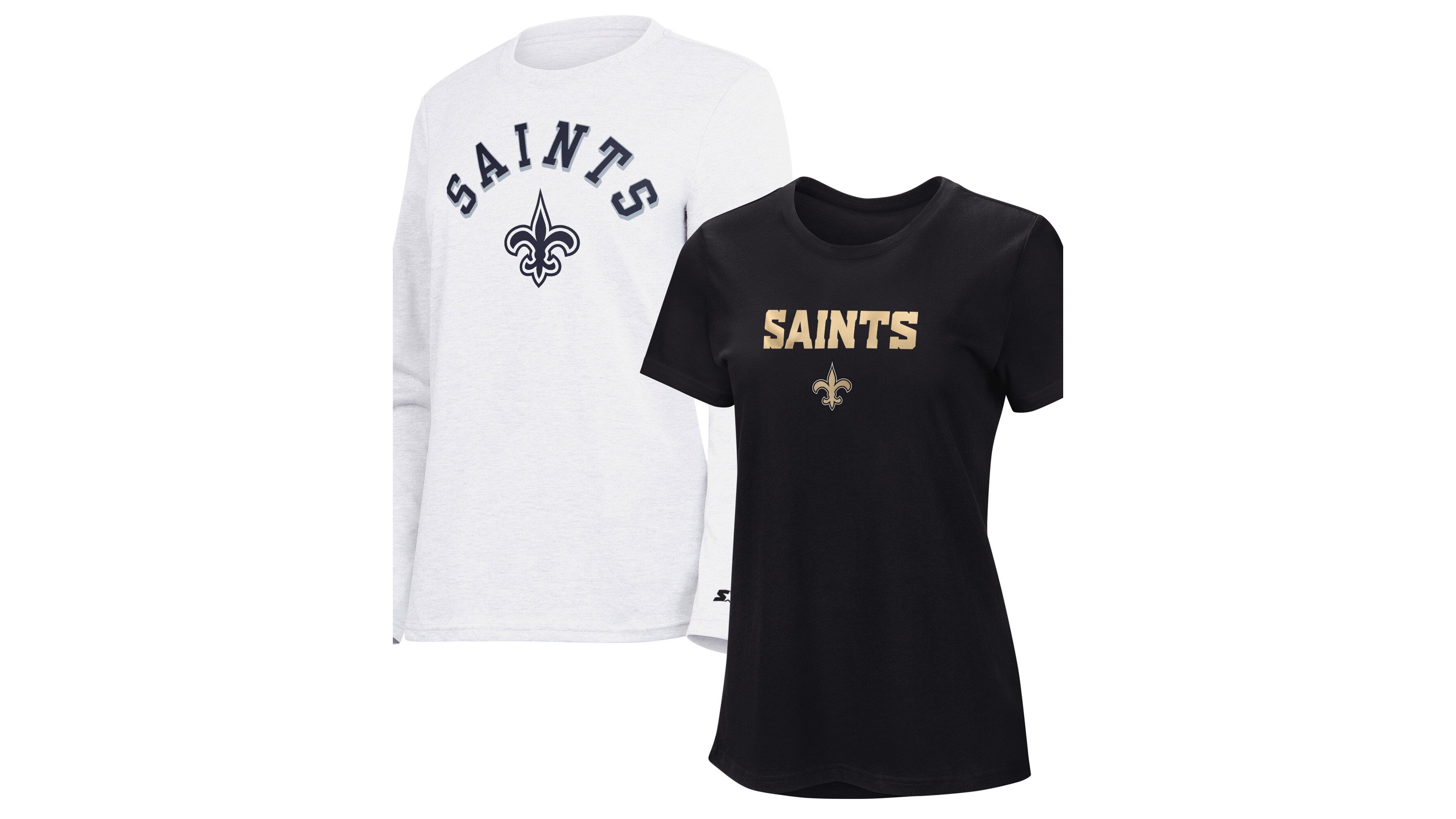 Starter Women's Black/Ash New Orleans Saints Short-Sleeves Long-Sleeves Combo Pack T-Shirt