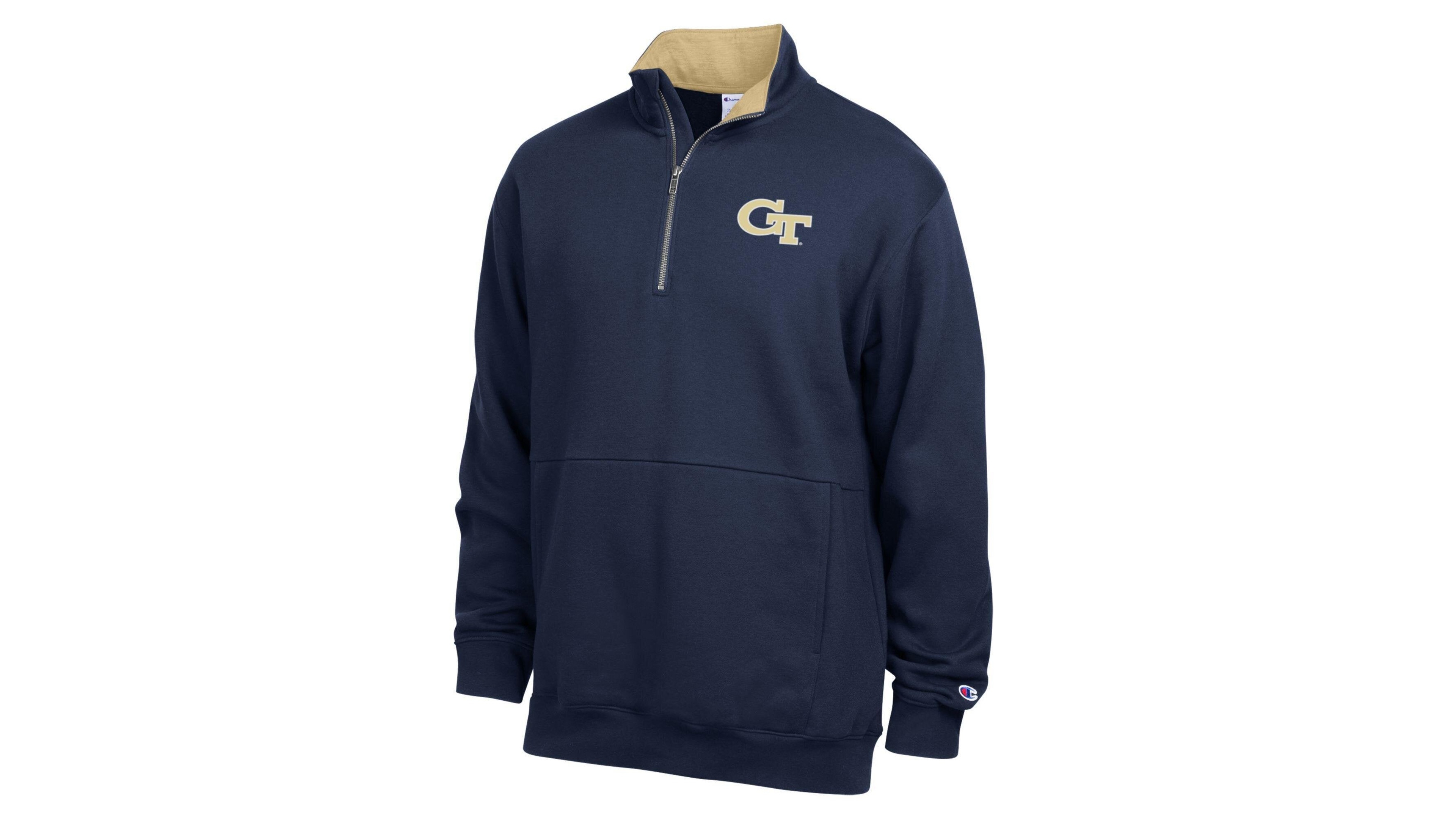 Champion Men's Navy Georgia Tech Yellow Sweatshirts Fleece Quarter-Zip Pullover
