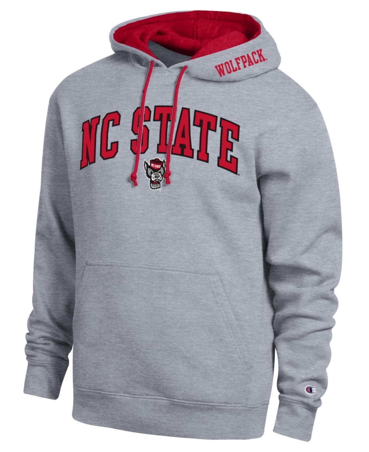 Champion Men's Heather Gray Nc State Wolfpack Arch Tackle Twill Hoodie - Heather Gray