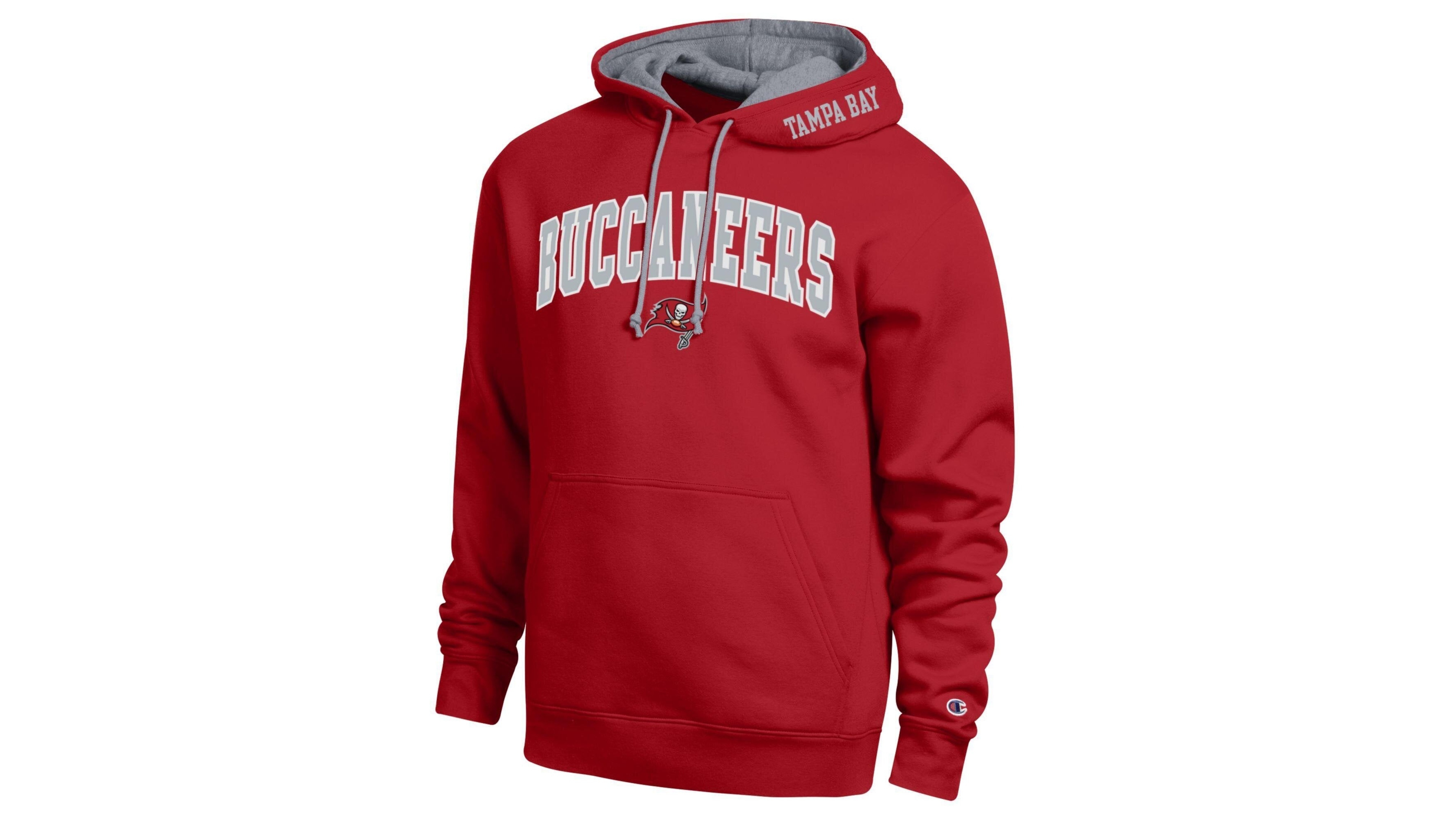 Champion Men's Red/Heather Gray Tampa Bay Buccaneers Contrast Hoodie
