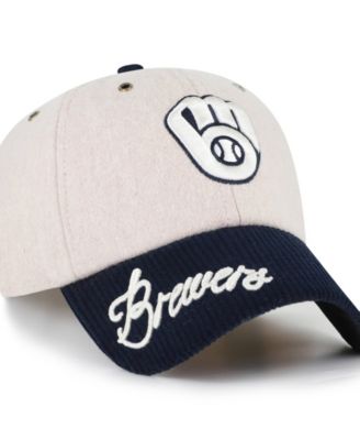 Men's  Natural/Navy Milwaukee Brewers Rope Script Clean Up Adjustable Hat