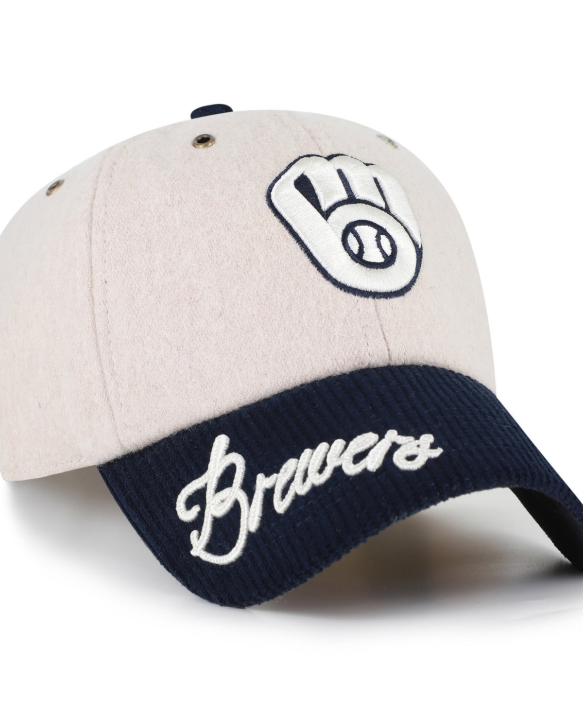 '47 Brand Men's Natural/Navy Milwaukee Brewers Rope Script Clean Up Adjustable Hat