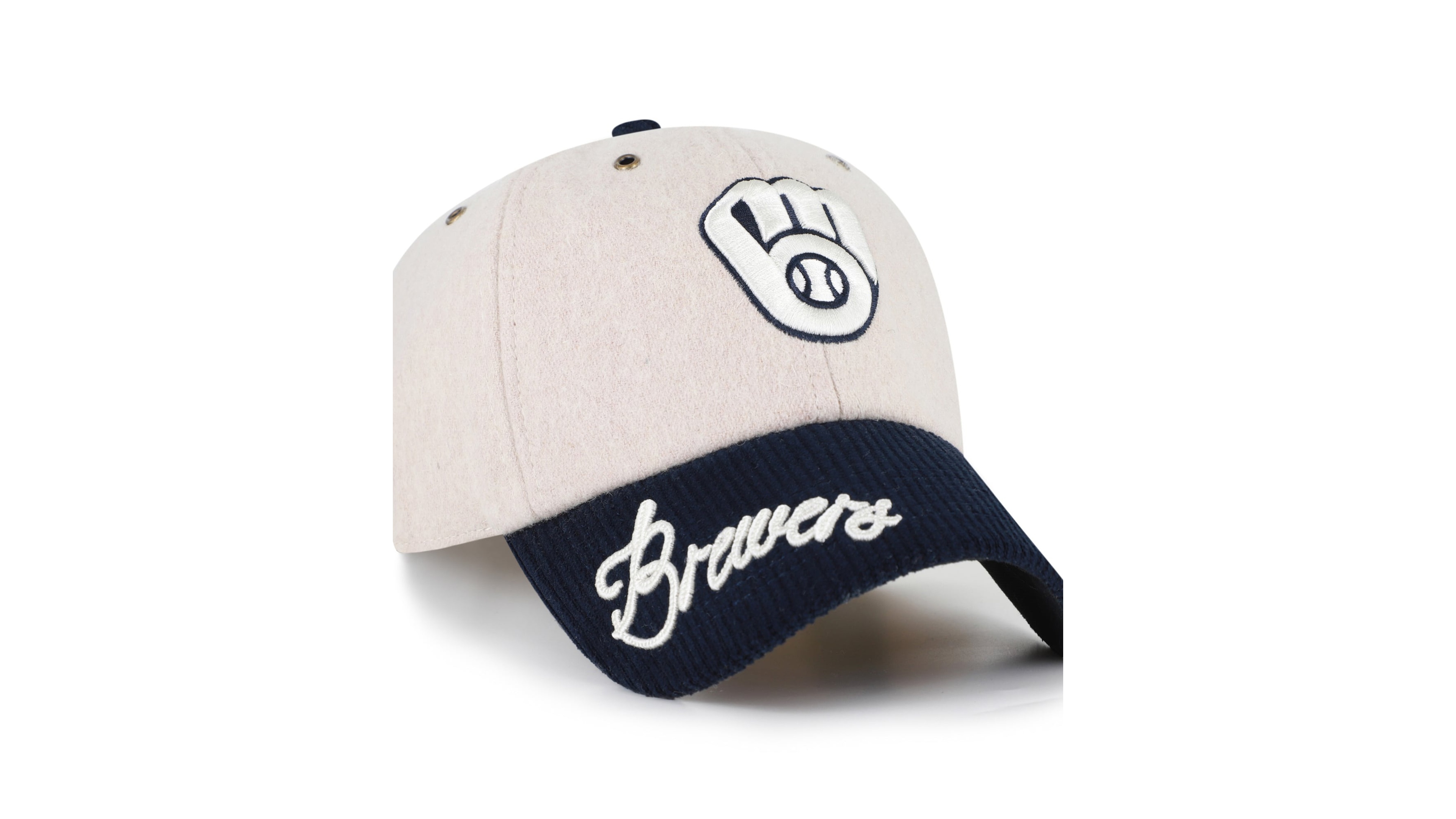 '47 Brand Men's Natural/Navy Milwaukee Brewers Rope Script Clean Up Adjustable Hat