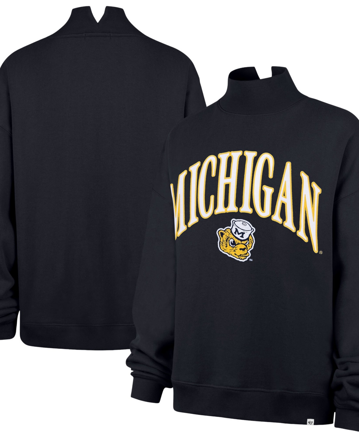 '47 Brand Women's Navy Michigan Wolverines Mock Neck Sweatshirt - Navy