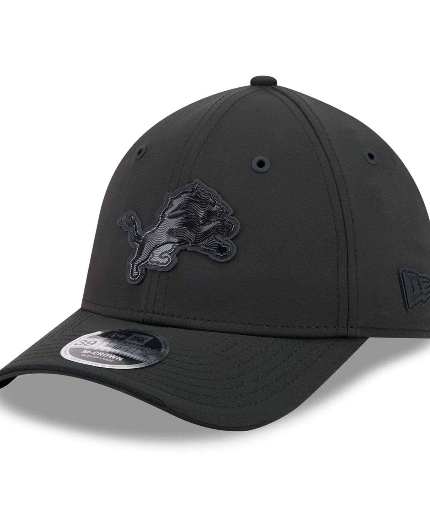 Мужской головной убор New Era Black Detroit Lions 2026 Sideline 39THIRTY M-Crown Stretch Hat — фото 1