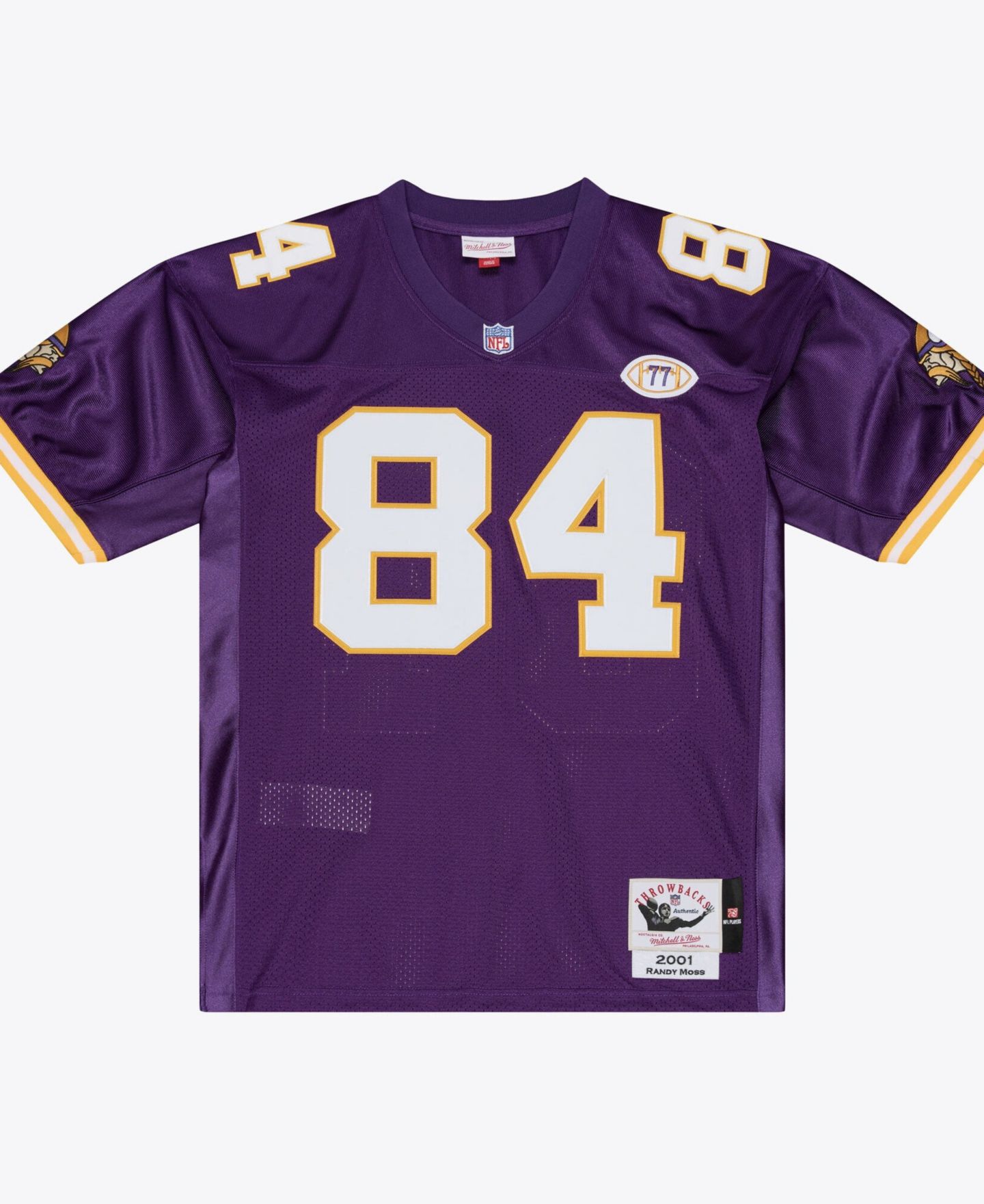 Мужской топ Mitchell & Ness Randy Moss Purple Minnesota Vikings 2001 Authentic Throwback Jersey — фото 3