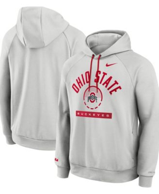 Men's Gray Ohio State Buckeyes Courtside Practice Dri-FIT Raglan Fleece Hoodie