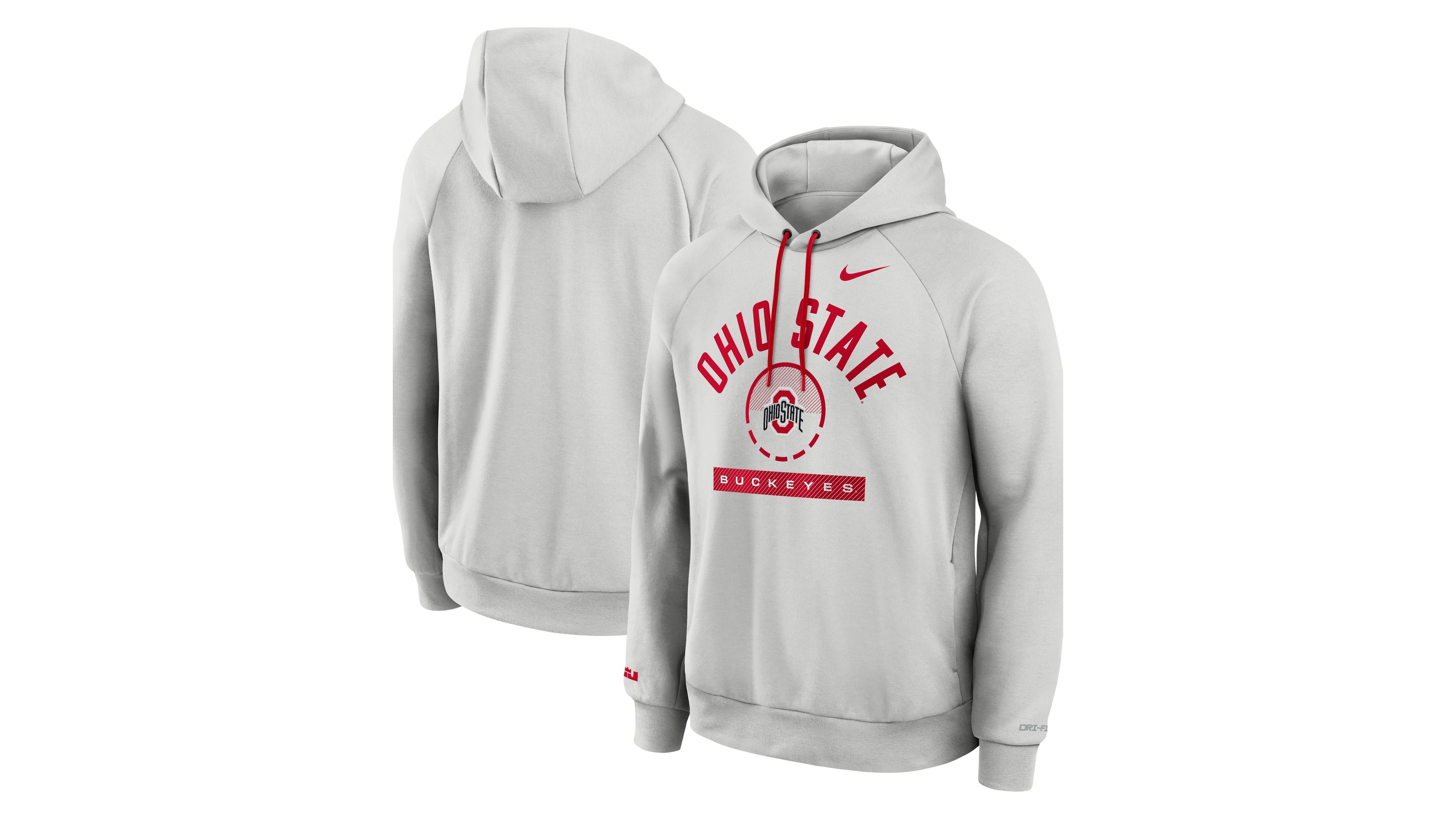 Nike Men's Gray Ohio State Buckeyes Courtside Practice Dri-fit Raglan Fleece Hoodie