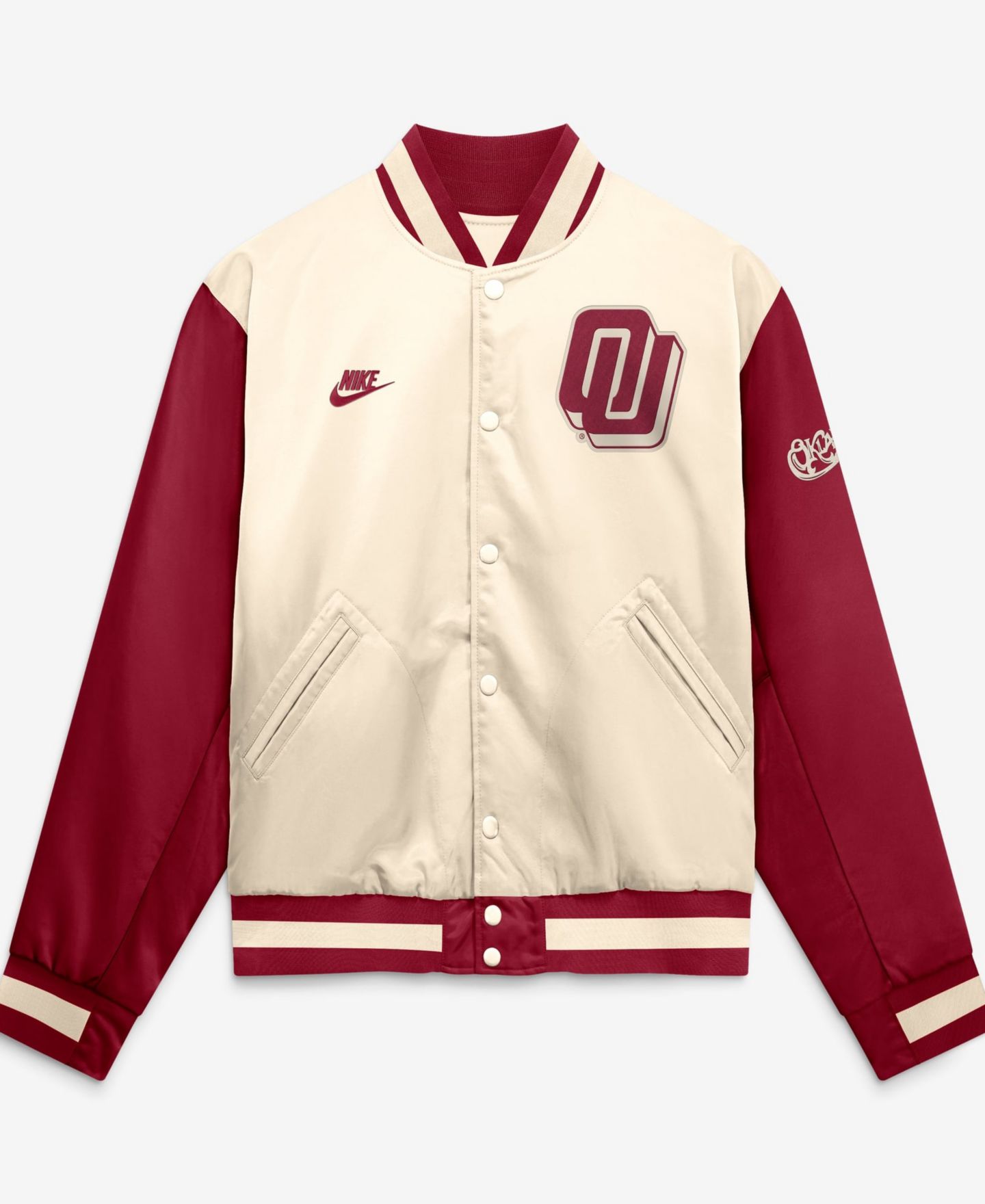 Мужская куртка Nike Natural/Crimson Oklahoma Sooners Legacy Full-Snap Bomber — фото 5