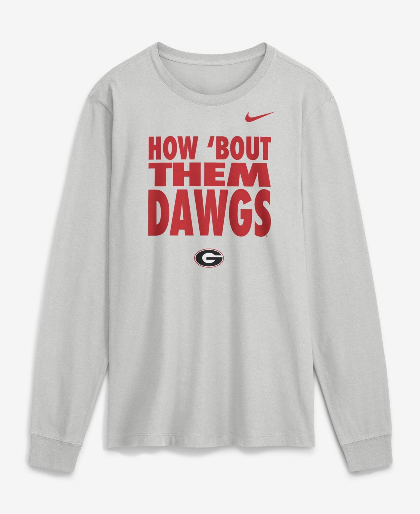 Мужская футболка Nike Gray Georgia Bulldogs 2026 Sideline Slogan Dri-FIT Long-Sleeves — фото 1