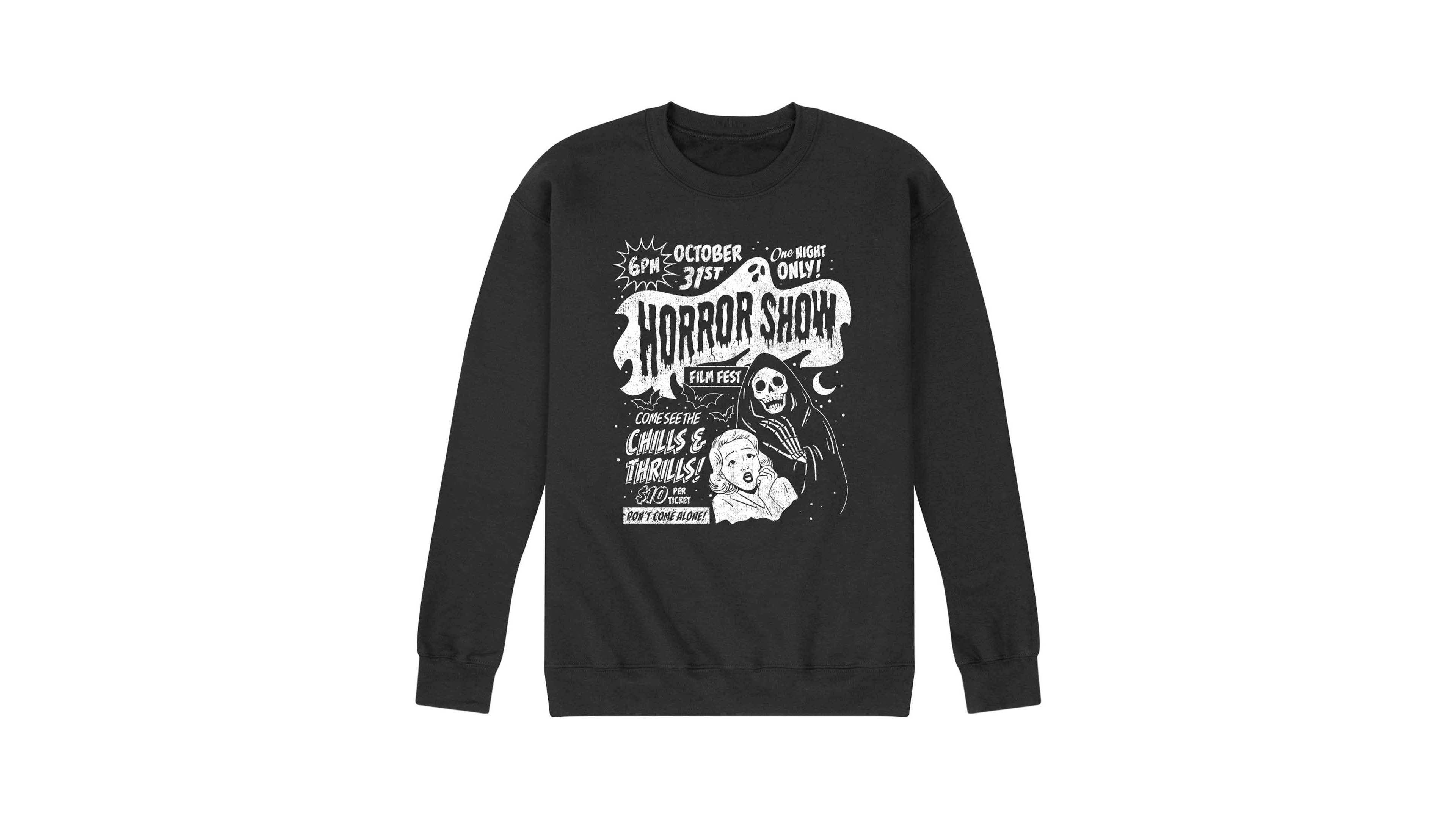 Airwaves Men's Horror Show Halloween Graphic Crew Neck Sweatshirt