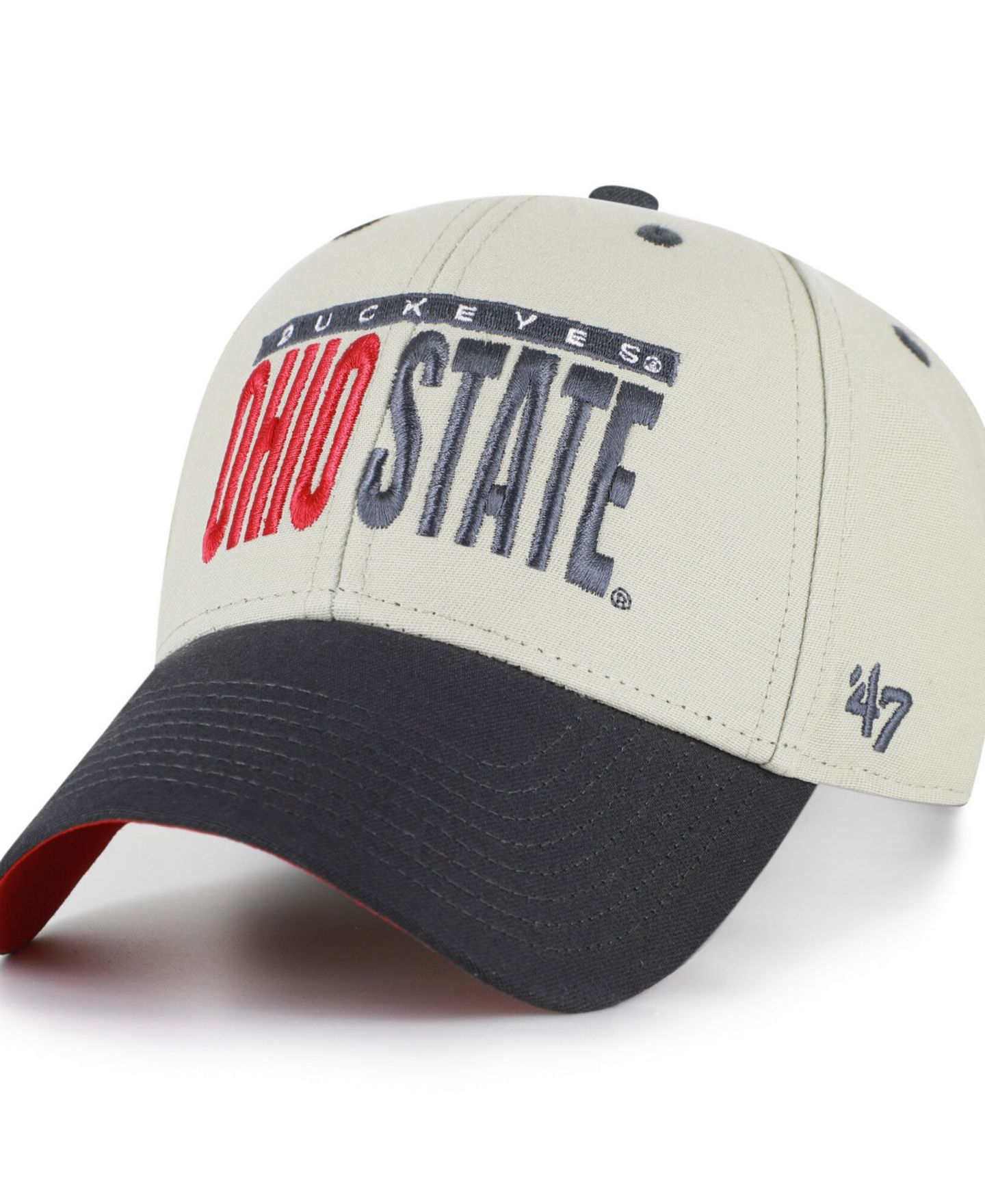 Кепка '47 Brand Gray/Black Ohio State Buckeyes Half Block Text MVP Adjustable Hat — фото 1