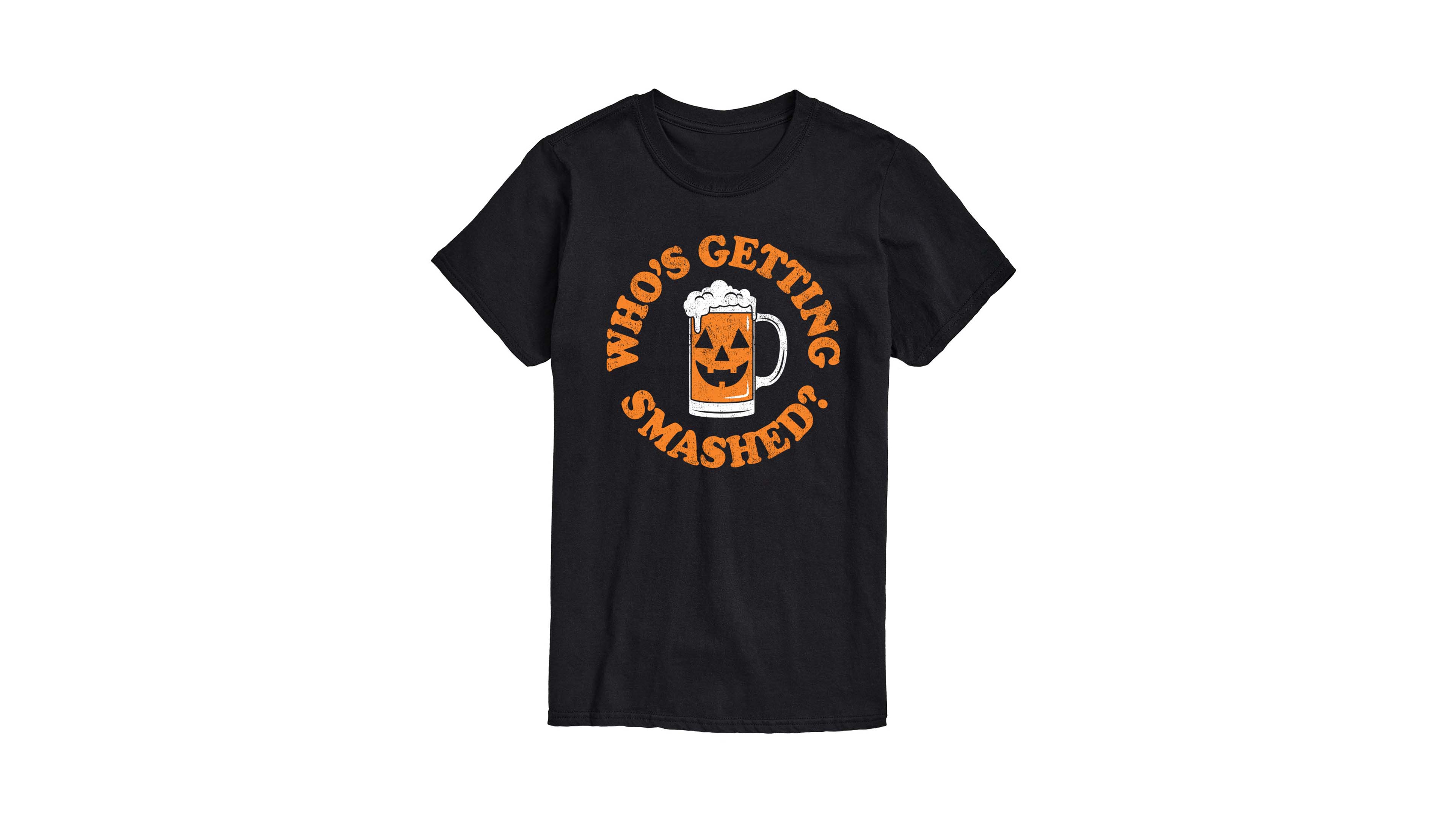 Airwaves Men's Who's Getting Smashed Pumpkin Halloween Graphic Crew Neck T-Shirt