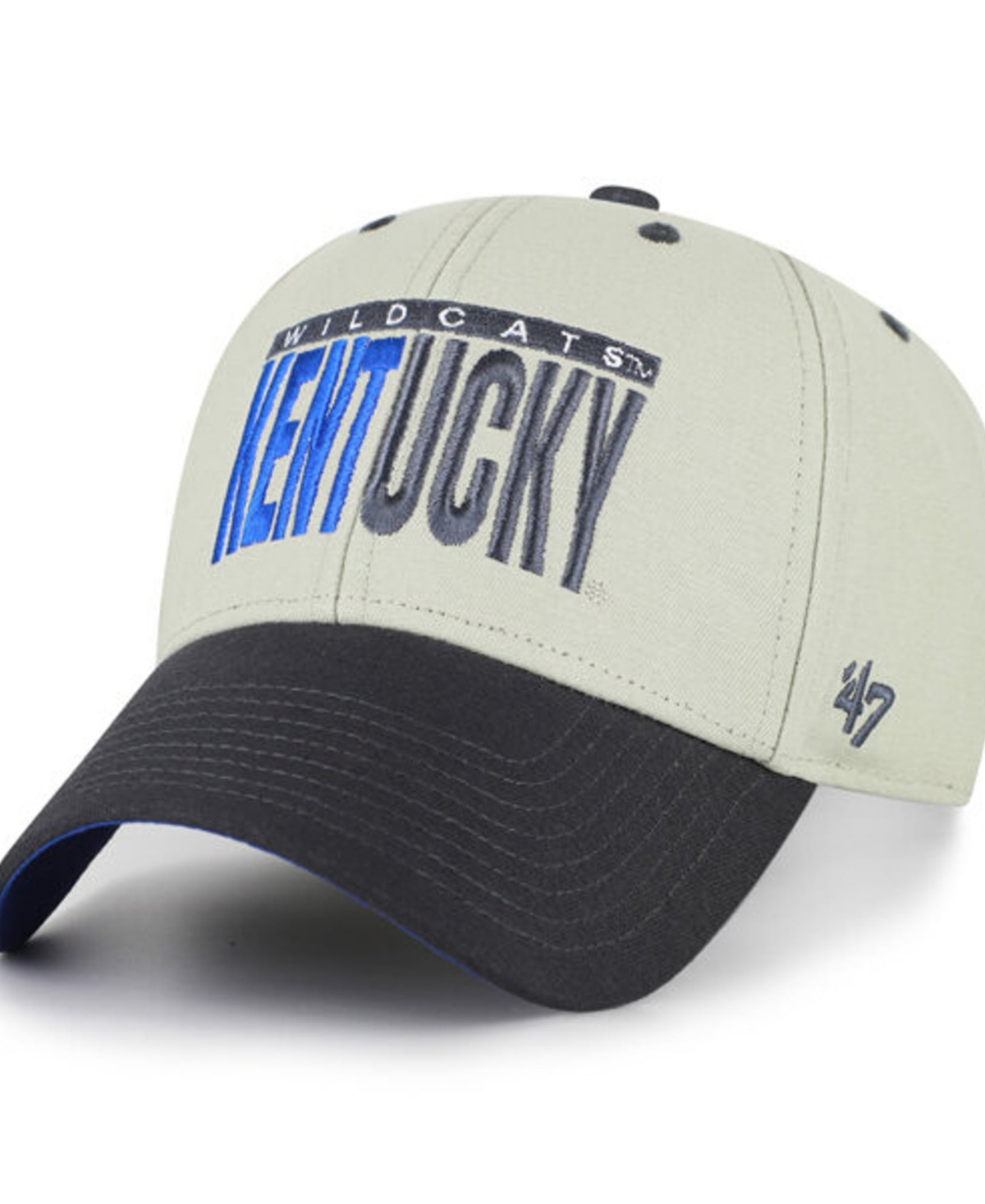 '47 Brand Men's and Women's Gray/Black Kentucky Wildcats Half Block Text Mvp Adjustable Hat - Gray, Black