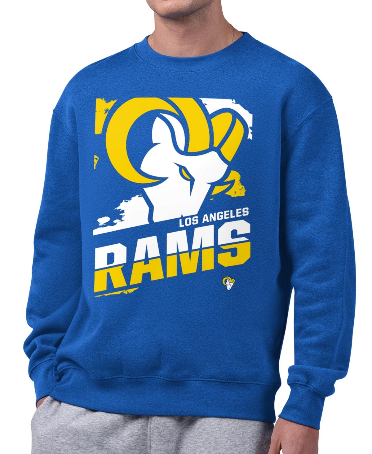 Starter Men's Royal Los Angeles Rams Logo Zoom Graphic Fleece Sweatshirt