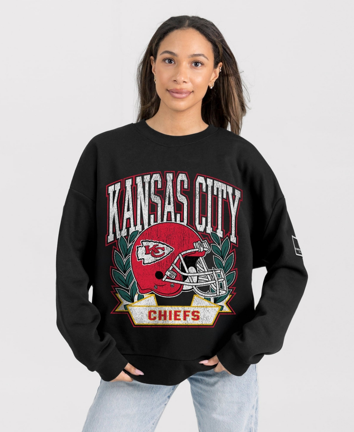 Gameday Couture Women's Black Kansas City Chiefs Oversized Victory Lane Label Premium Fleece Sweatshirt