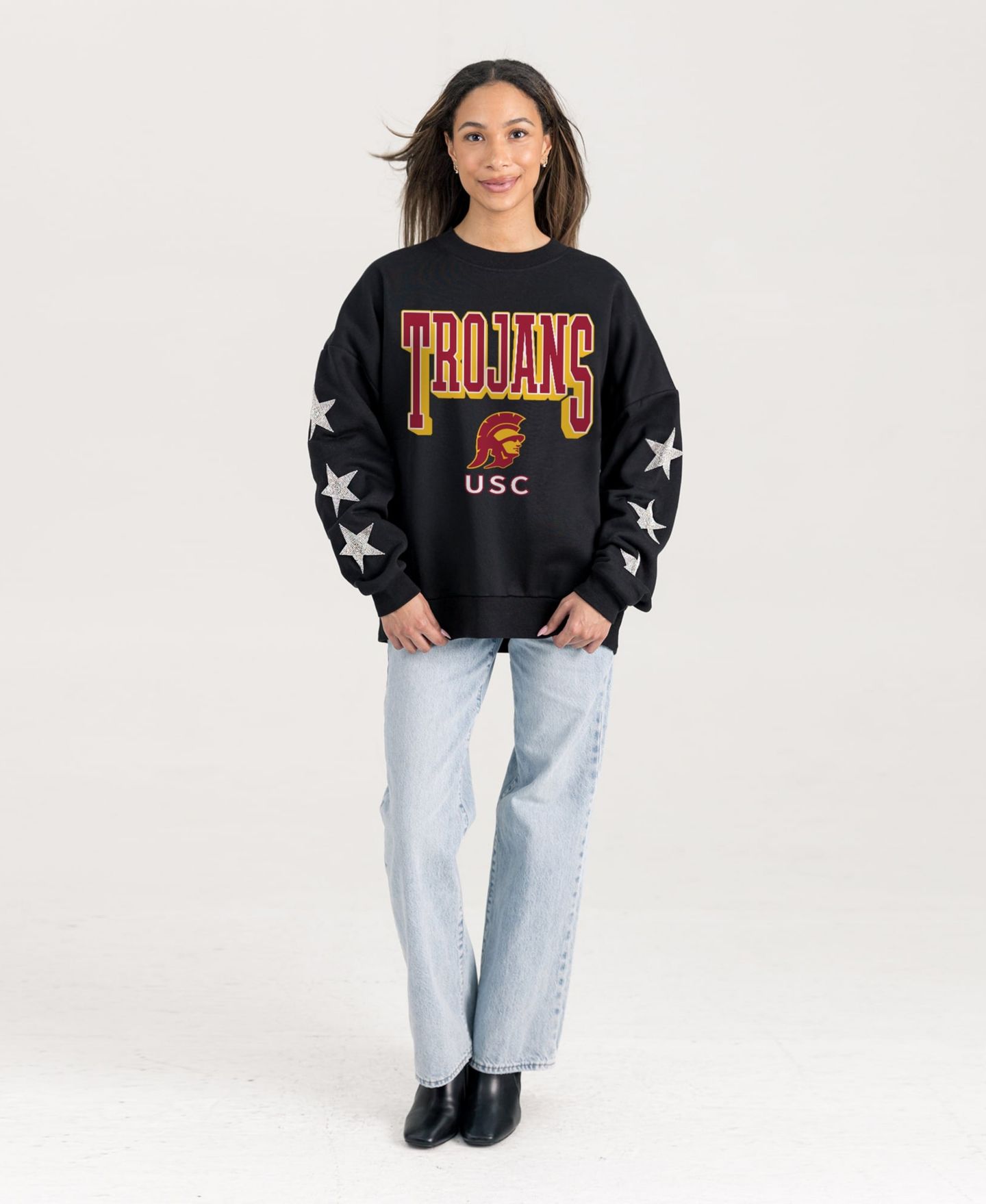 Женская толстовка Gameday Couture Black USC Trojans Pure Victory Relaxed Rhinestone Pullover — фото 3