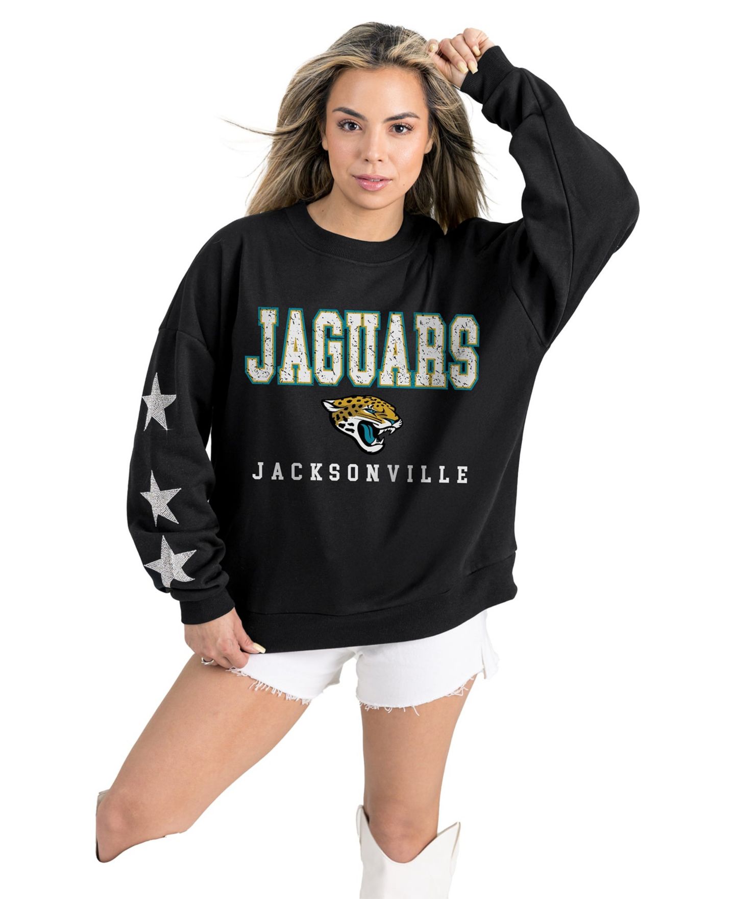 Женская толстовка Gameday Couture Black Jacksonville Jaguars Velocity Relaxed Rhinestone Pullover — фото 4