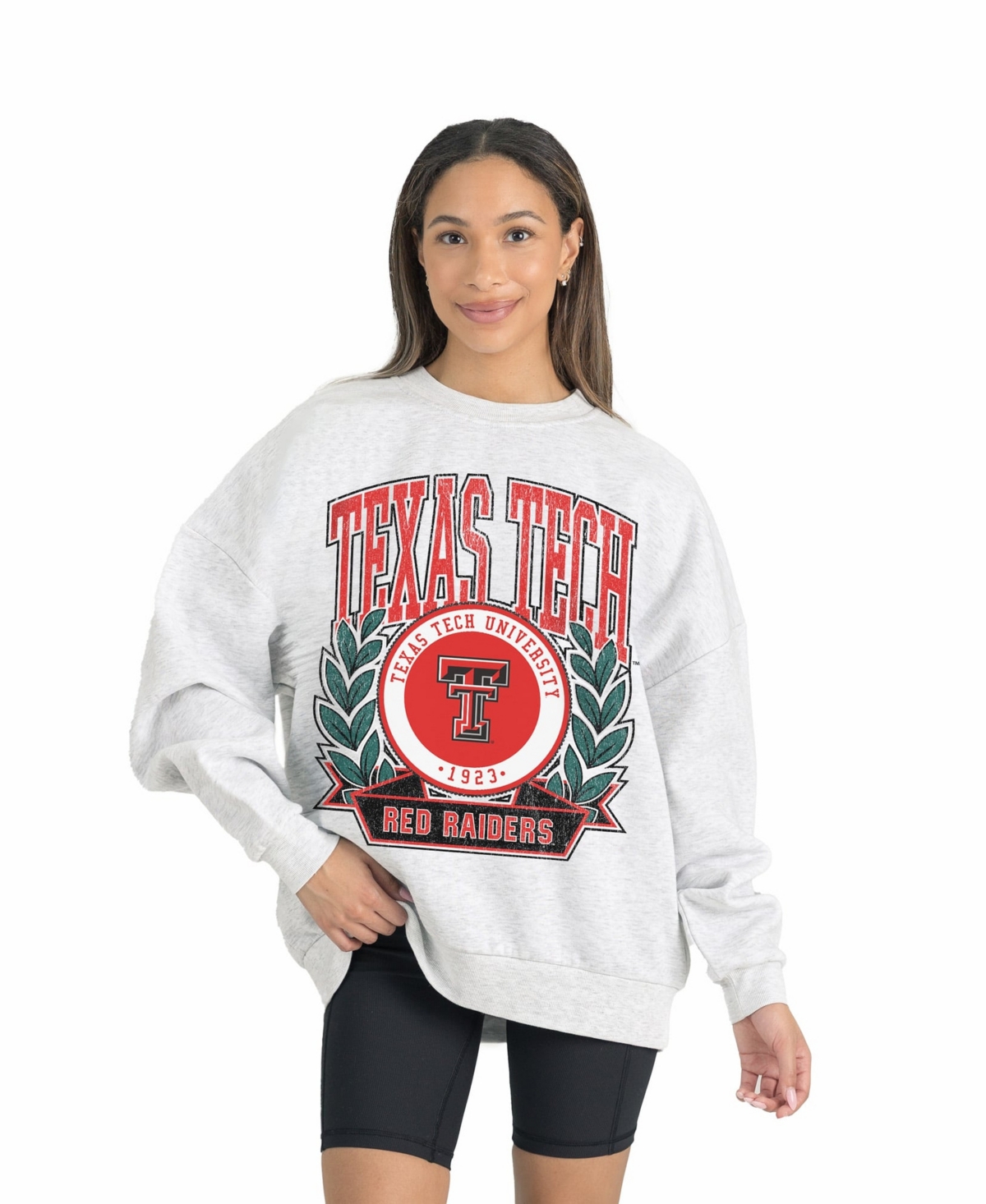 Gameday Couture Women's Gray Texas Tech Red Raiders Premium Fleece Drop Shoulder Oversized Pullover Sweatshirt - Gray