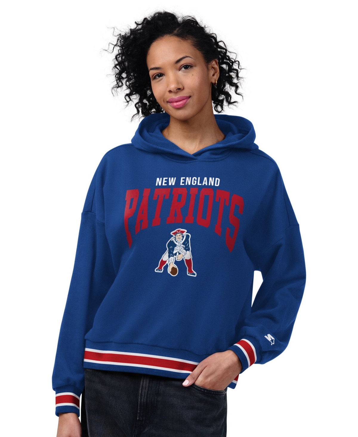 Starter Women's Royal New England Patriots Vintage Home Plate Hoodie - Royal