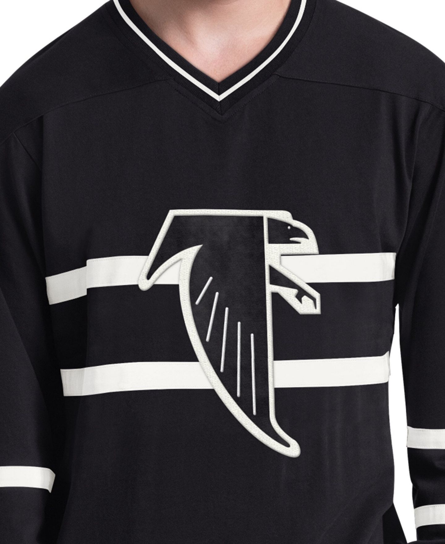 Мужская футболка Starter Black Atlanta Falcons Line Up Retro Logo Long-Sleeves V-Neck — фото 2