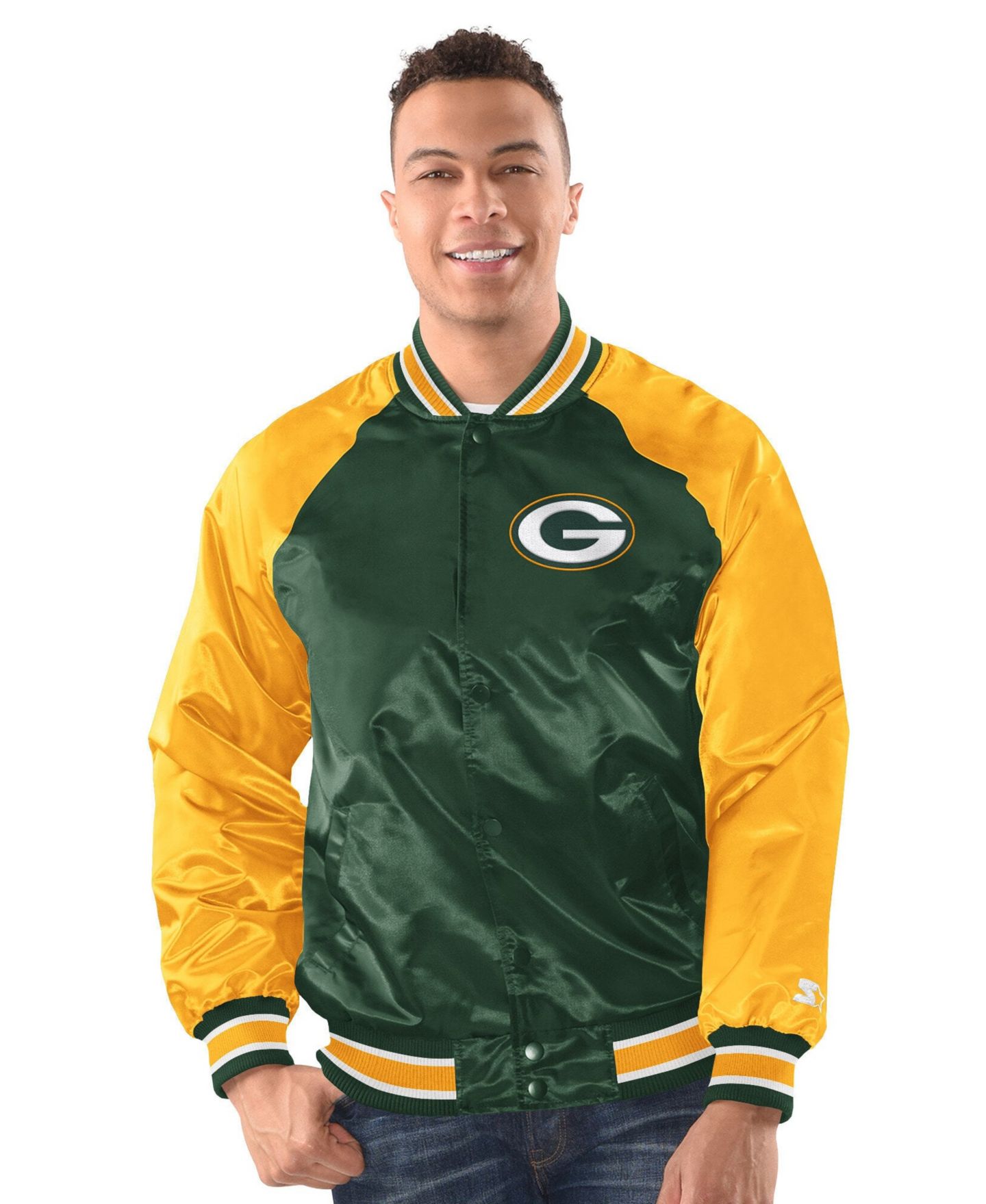 Мужская куртка Starter Green/Gold Green Bay Packers Inductee Raglan Full-Snap Varsity — фото 4
