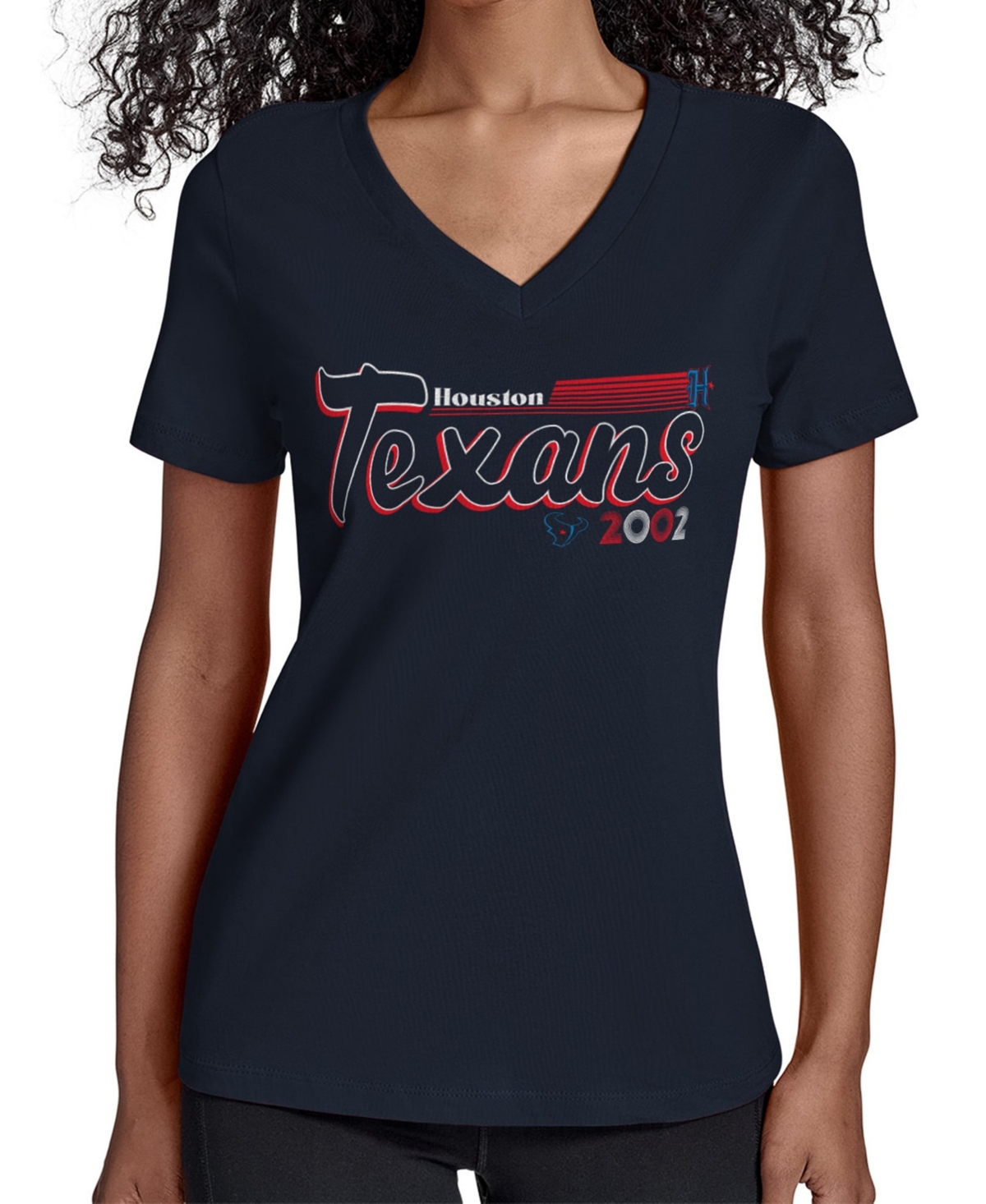 Starter Women's Navy Houston Texans Groovy Script V-Neck T-Shirt - Navy