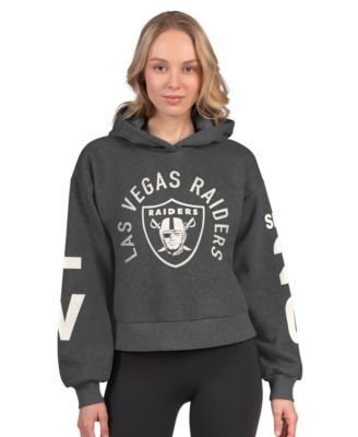 Women's Heather Charcoal Las Vegas Raiders Star Player Cropped Fleece Pullover Hoodie