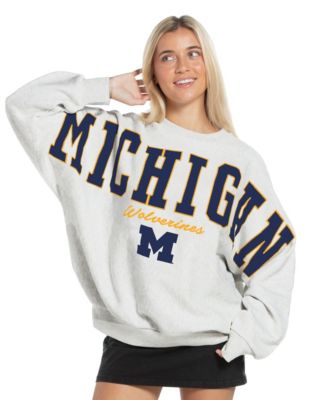 Women's Heather Gray Michigan Wolverines Flannigan Oversized Fleece Sweatshirt