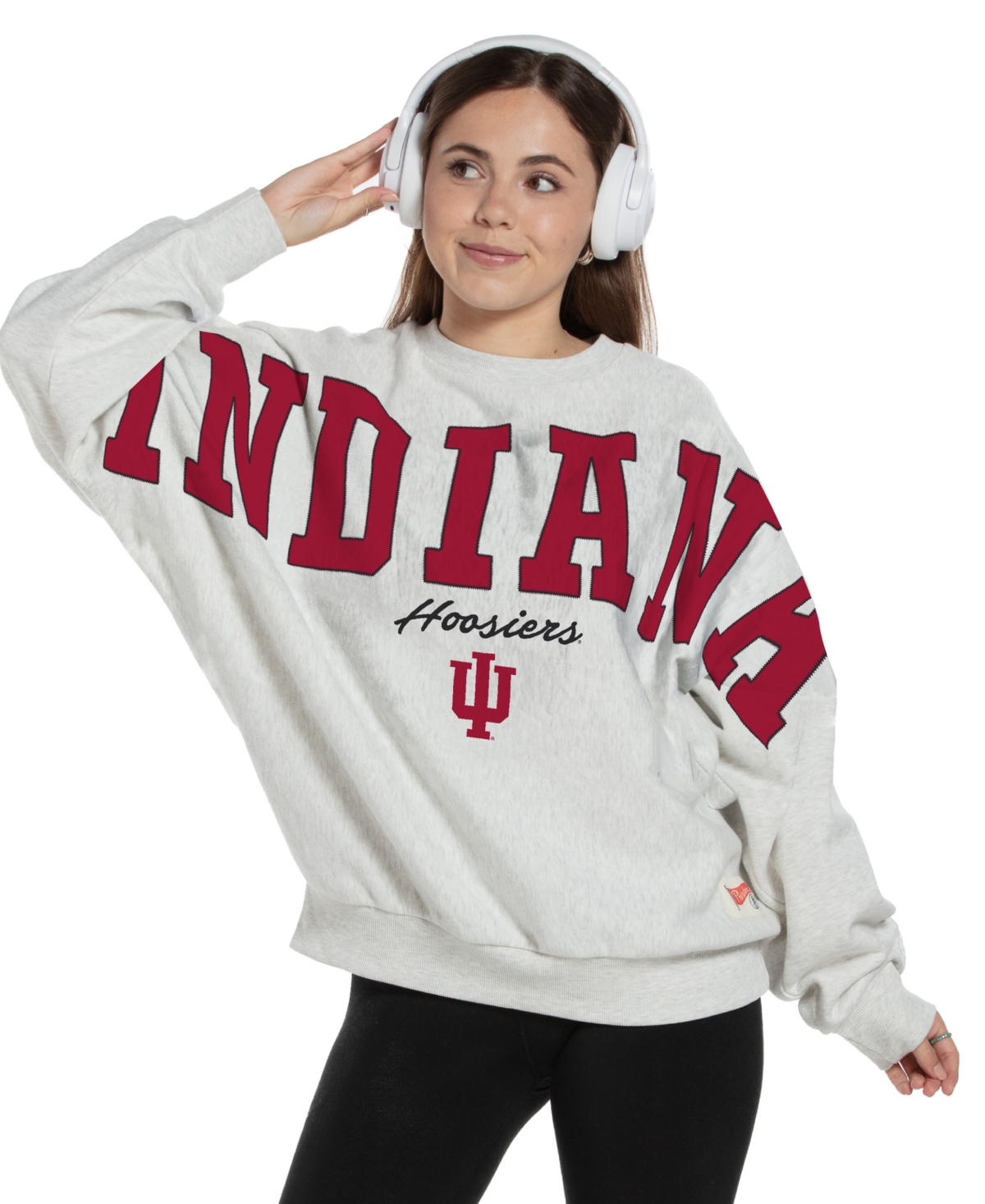 Pressbox Women's Heather Gray Indiana Hoosiers Flannigan Oversized Fleece Sweatshirt