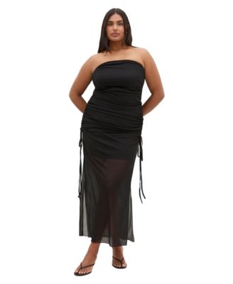 Plus Size Shelly Strapless Mesh Maxi Dress