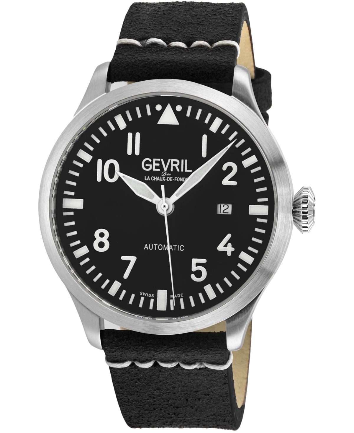 Gevril Men's Swiss Automatic Vaughn Italian Leather Watch, 44mm - Stainless steel