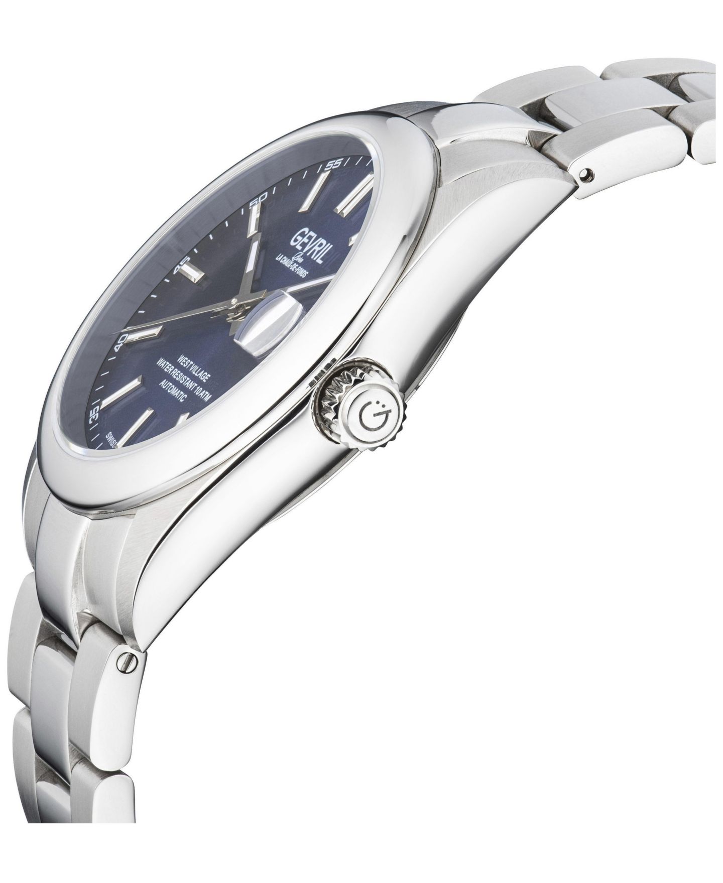 Мужские часы Gevril Swiss Automatic West Village Silver 316L Stainless Steel Bracelet Watch, 40mm, цвет: Серебряный — фото 3