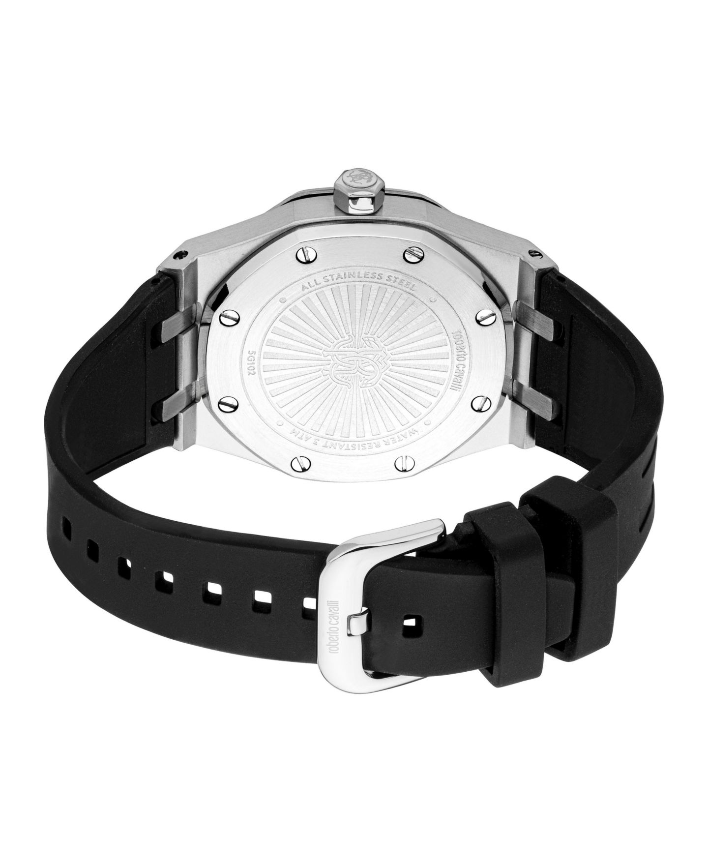 Мужские часы Roberto Cavalli Quartz Octagonal Silicone, 42mm, цвет: Серебряный — фото 3