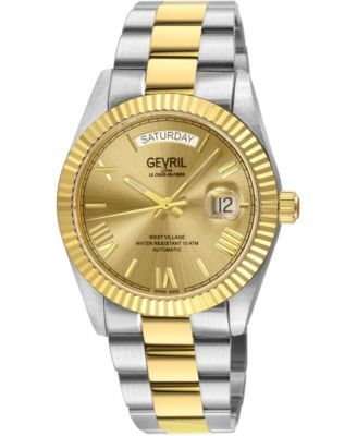 West Village Men's Swiss Automatic Two toned SS IPYG 316L Stainless Steel Bracelet Watch
