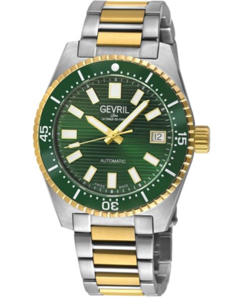 Мужские часы Gevril Atlantic Avenue Swiss Automatic Two toned SS Ipyg 316L Stainless Steel Bracelet Watch, цвет: Серебряный
