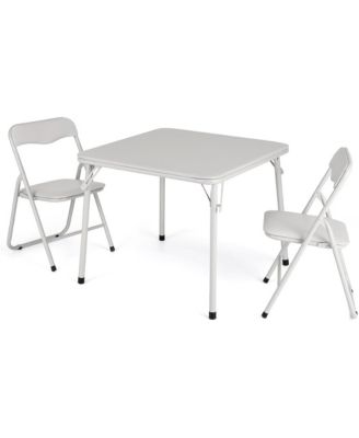 Folding Card Table and Chair Set of 3, Upholstered Foldable Table and Chair Set