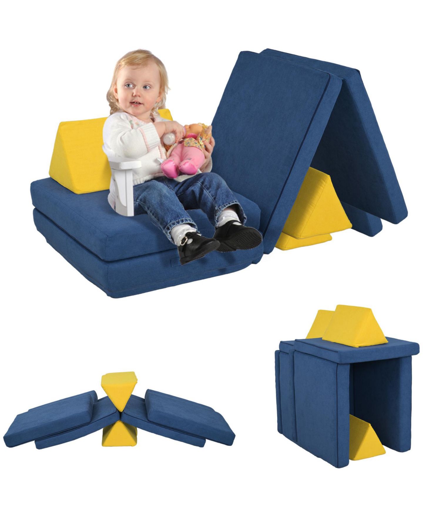 Детские конструкторы Glintex Velvet Foam Climbing Block 6-Piece Set, Ages 18 Months+, цвет: Синий — фото 1