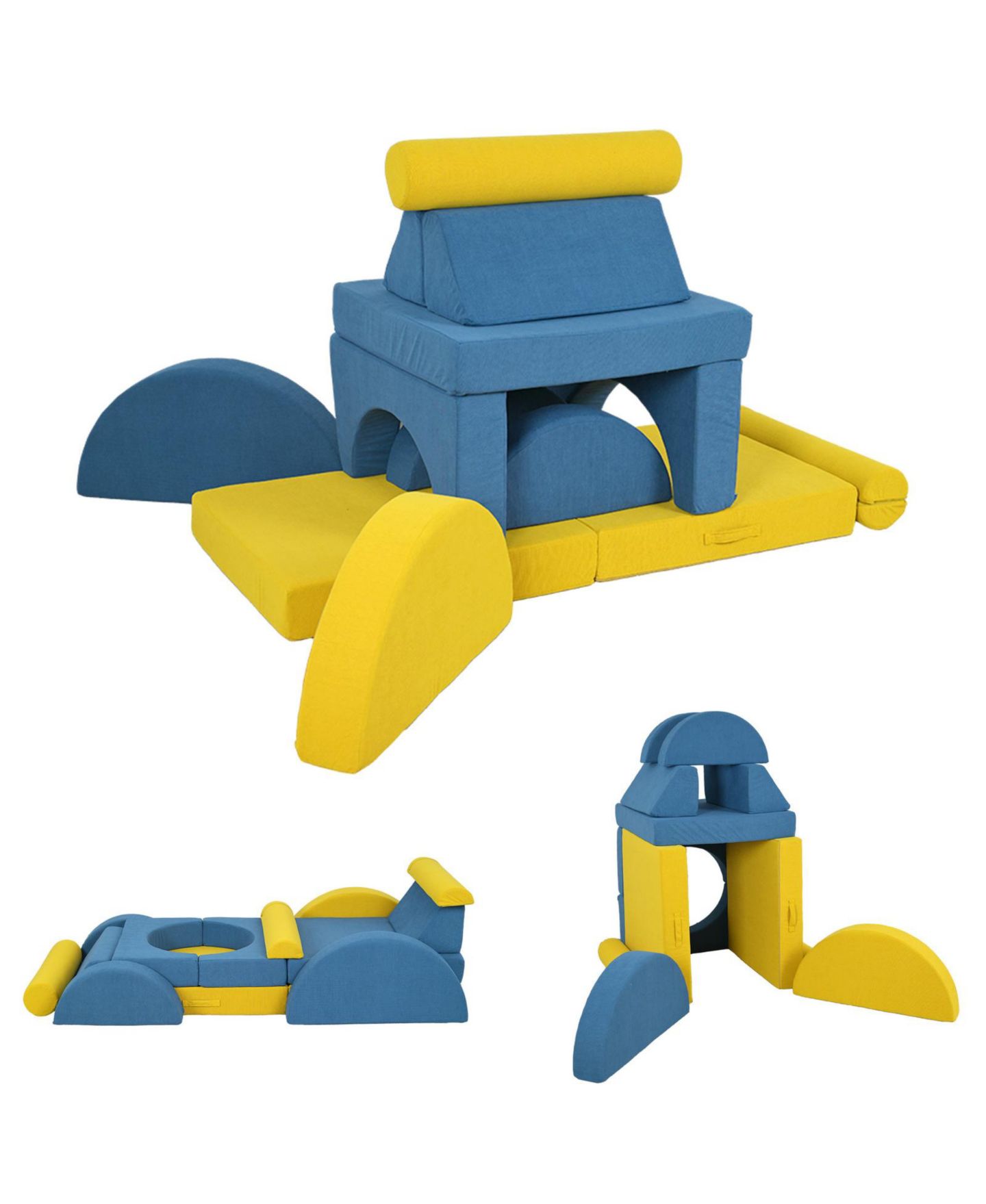 Детские конструкторы Glintex 14-Piece Corduroy Foam Climbing Block Set, Ages 18 Months+, цвет: Жёлтый — фото 10