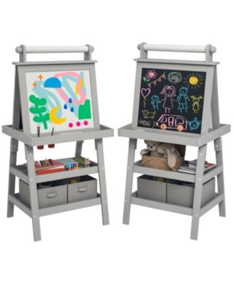 Double-Sided Kids Easel with Magnetic Whiteboard and Paper Roll