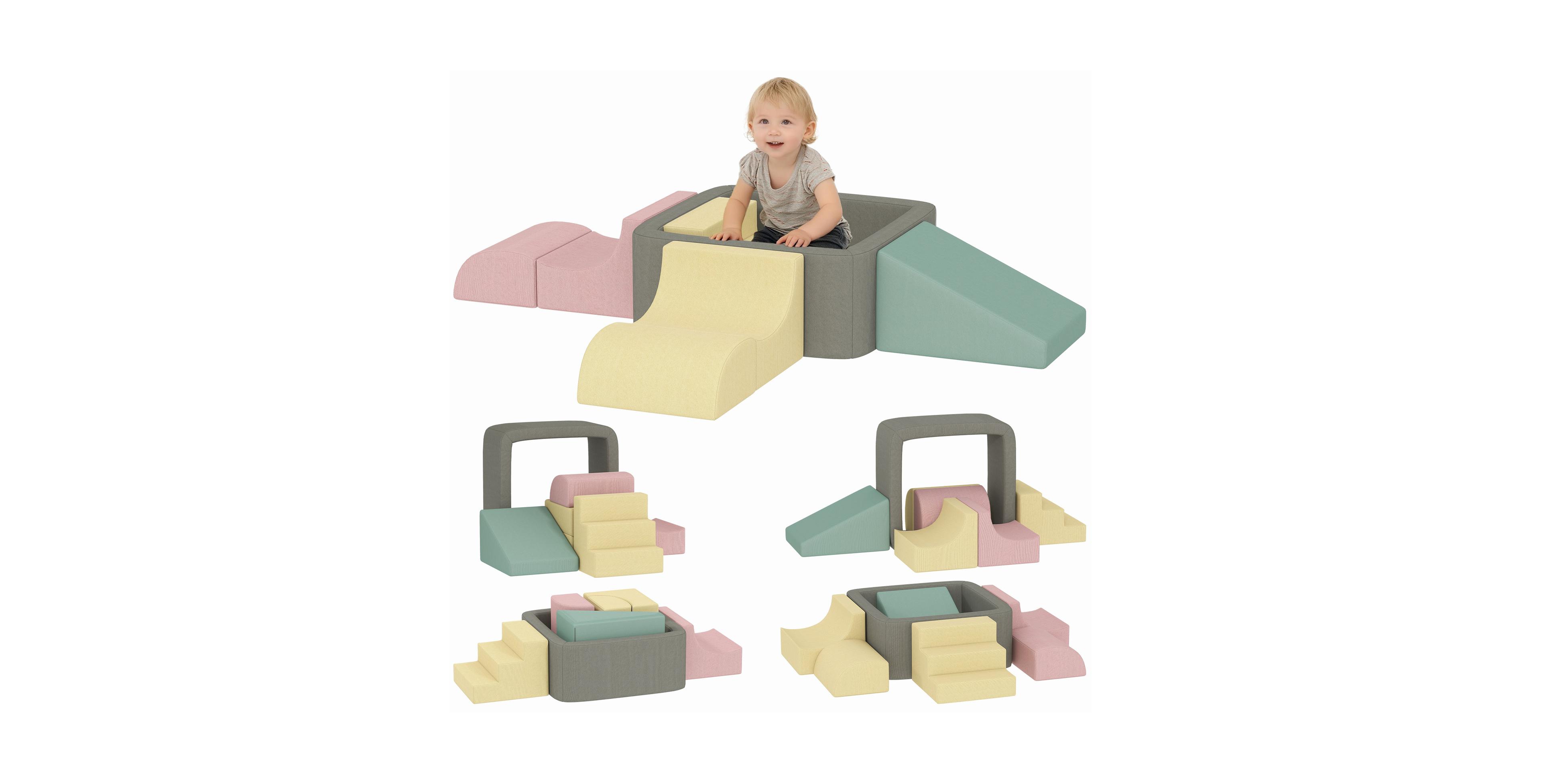 Glintex Modular Foam Climbing Blocks, 7-Piece Set, Ages 3-6