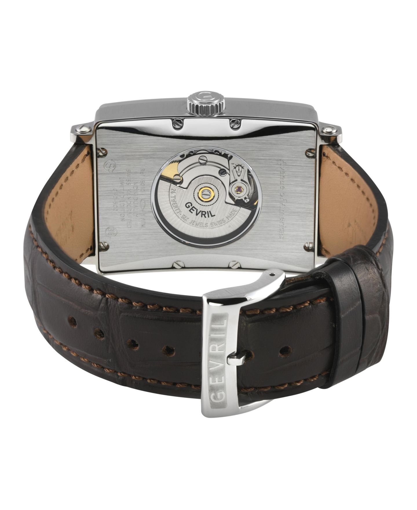 Мужские часы Gevril Swiss Automatic Avenue of Americas Italian Leather, 34mm, цвет: Серебряный — фото 2