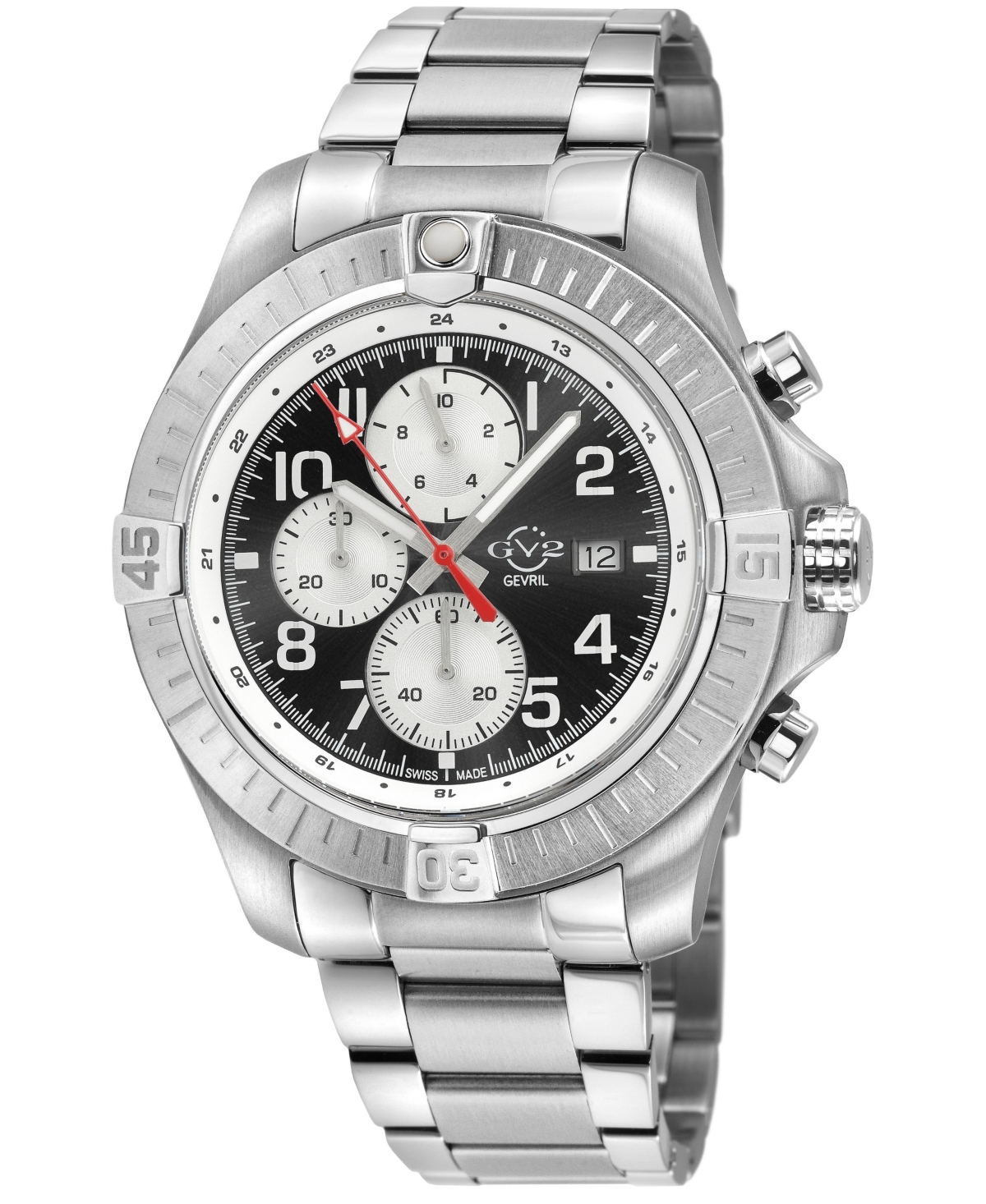 GV2 by Gevril Men's Swiss Quartz T38 Stainless Steel Bracelet Watch, 45mm - Silver