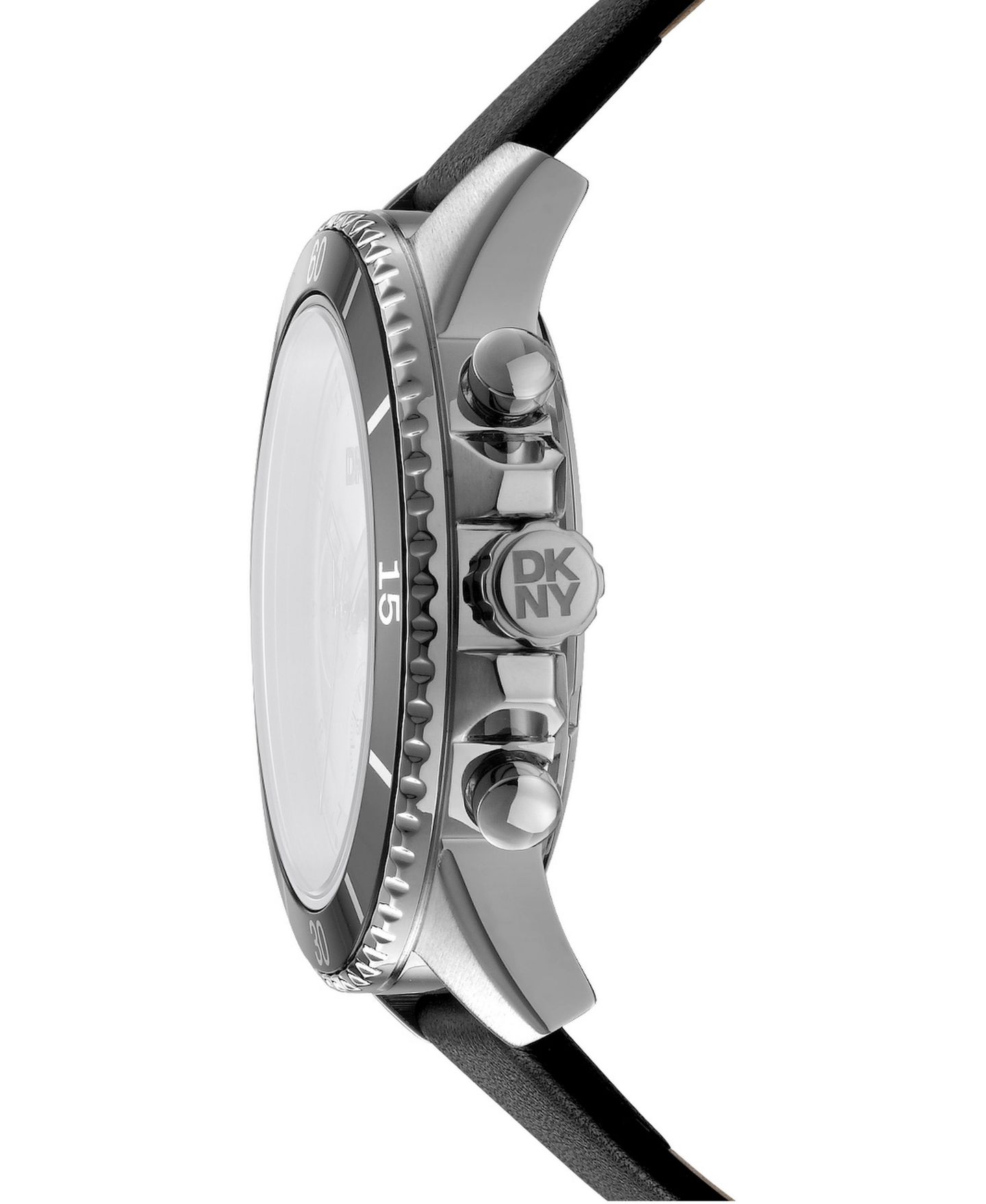 Мужские часы DKNY Quartz Black Leather Strap Watch, 42mm, цвет: Серебряный — фото 2