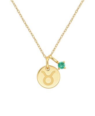 Emerald Taurus Zodiac Pendant (1/8 ct. t.w.) in 14k Yellow Gold