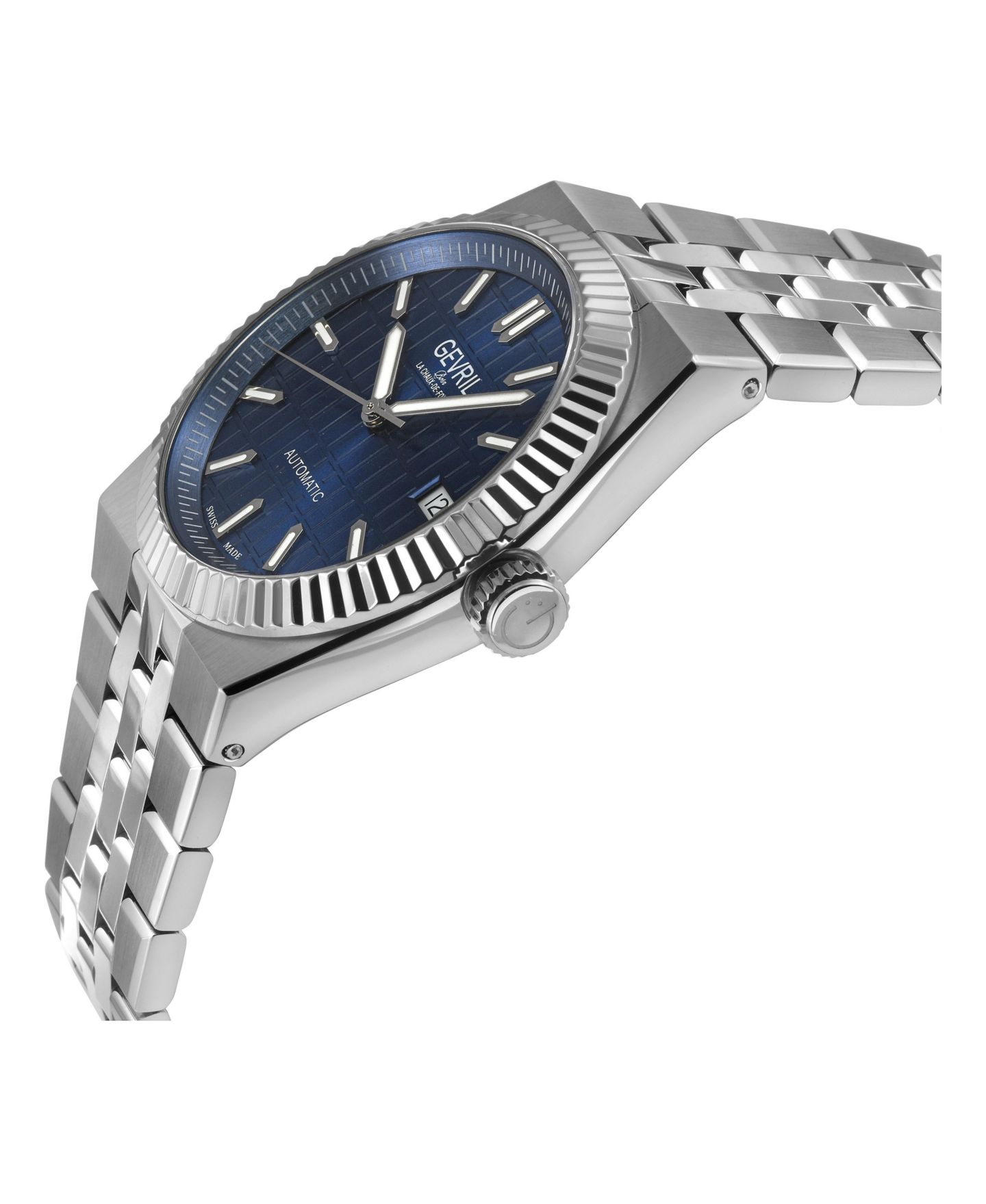 Мужские часы Gevril Pier 17 Swiss Automatic Silver 316L Stainless Steel Bracelet Watch, цвет: Серебряный — фото 3