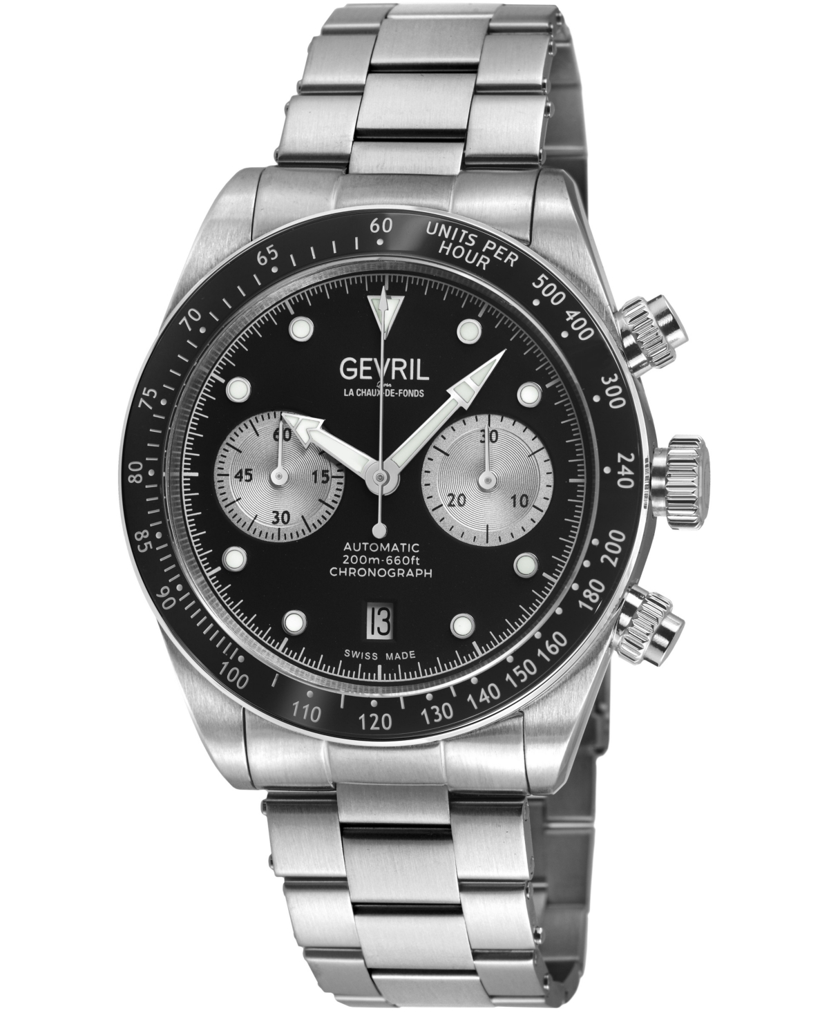 Gevril Barclay Men's Swiss Automatic Silver 316L Stainless Steel Bracelet Watch - Silver