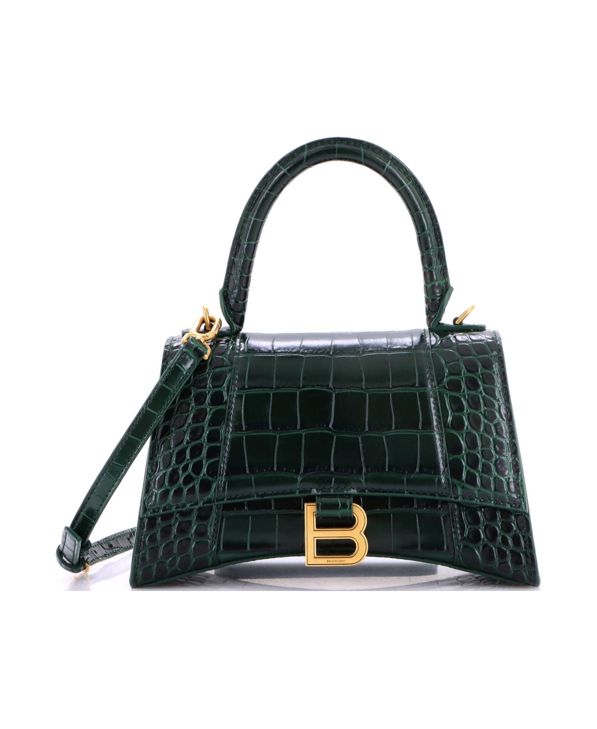 Pre-Owned Balenciaga Small Hourglass Top Handle Bag Embossed Leather - Green